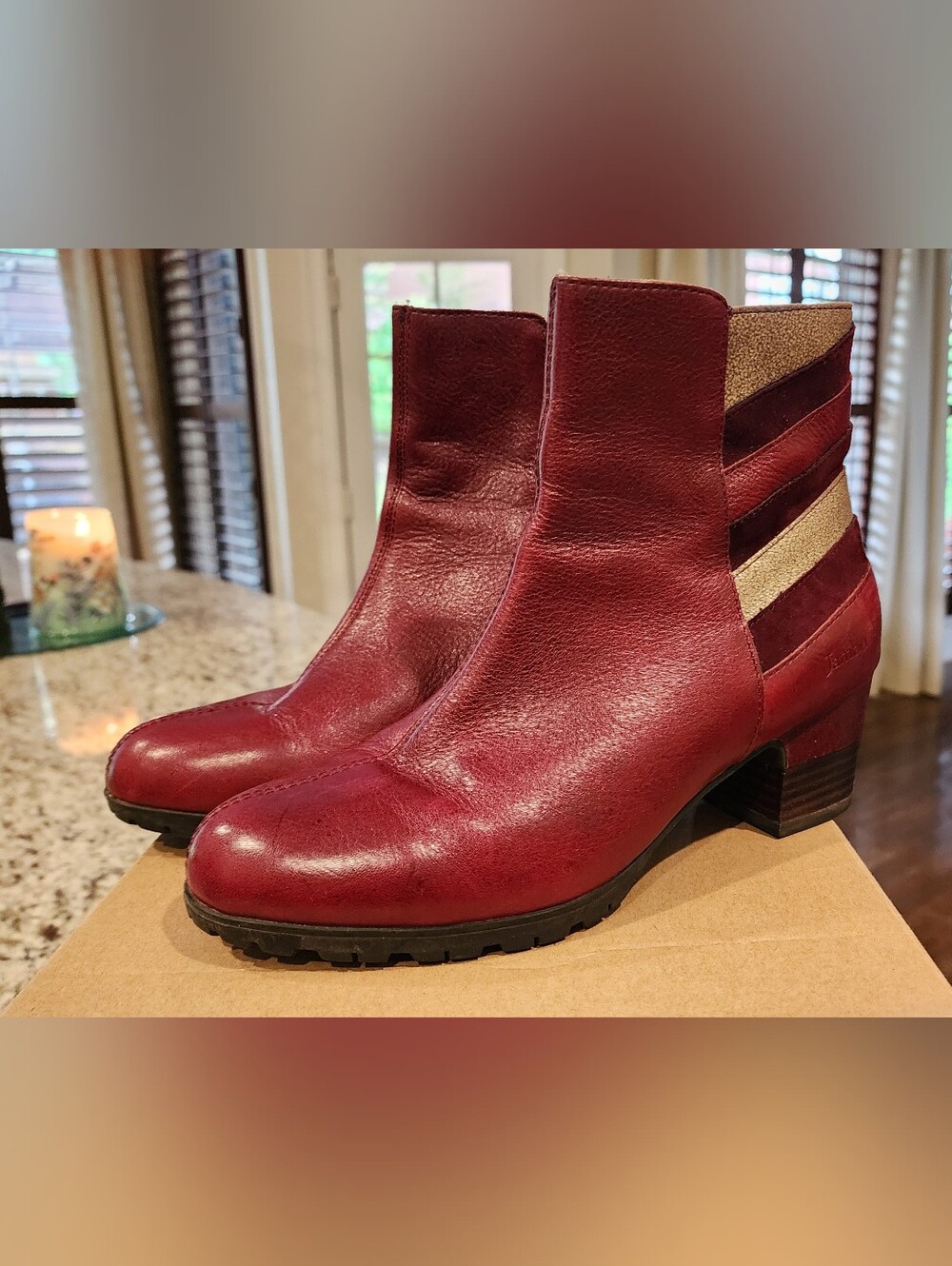 Jambu Ankle Boots In Wine Multi, Size 8